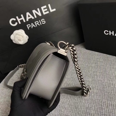 Boy Chanel Flap Bag Original Chevron Leather A67086V Grey