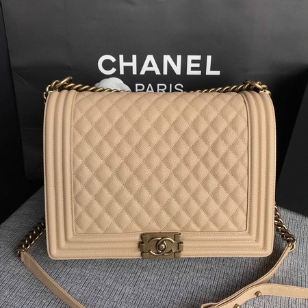 Boy Chanel Flap Shoulder Bag Apricot Original Cannage Pattern A67087 Gold