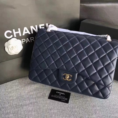 Chanel Maxi Quilted Classic Flap Bag Blue Sheepskin Leather A58601 Gold