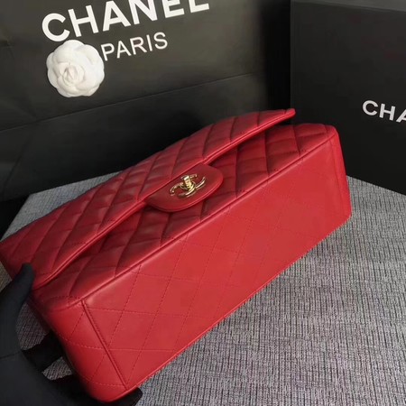 Chanel Maxi Quilted Classic Flap Bag Red Sheepskin Leather A58601 Gold