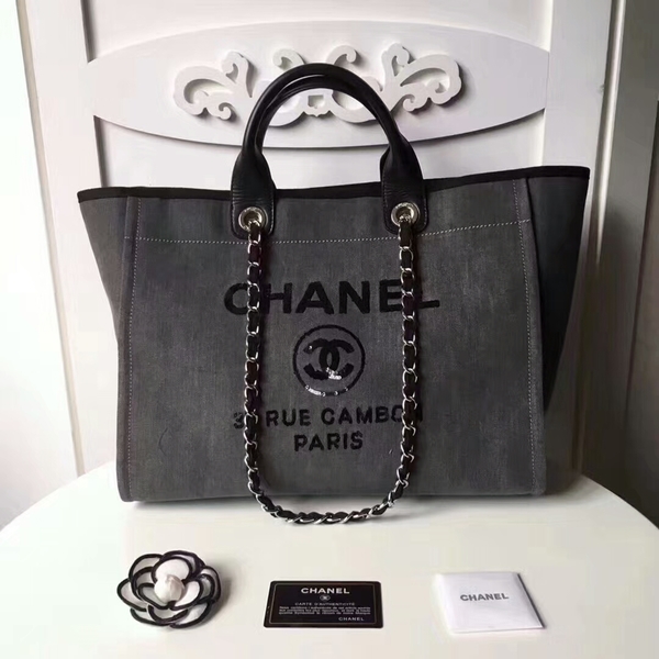 Chanel Medium Original Canvas Leather Tote Shopping Bag 66941A