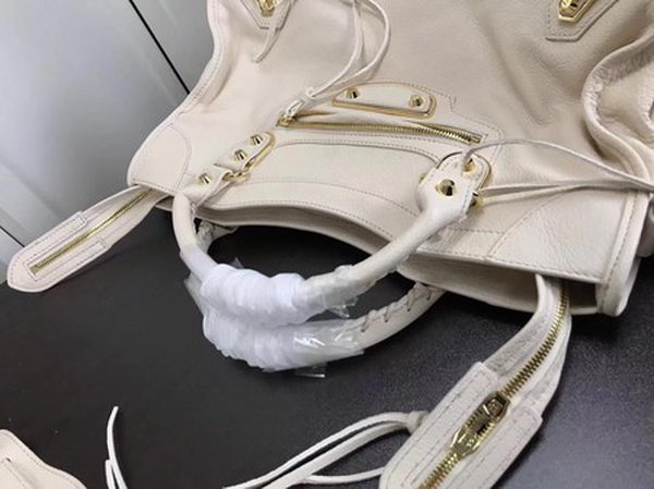 Balenciaga Giant City Gold Studs Handbag B084334 OffWhite