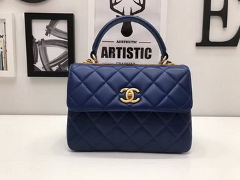 Chanel Classic Top Handle Bag Sheepskin Leather CHA2371 Blue