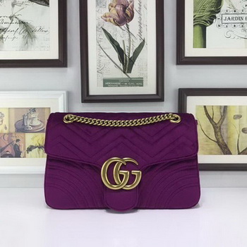 Gucci GG Marmont Embroidered Velvet Bag 443496 Purple