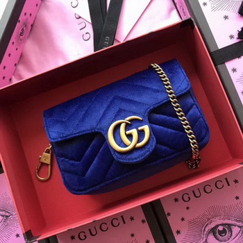 Gucci GG Marmont Velvet Super Mini Bag 476433 Blue