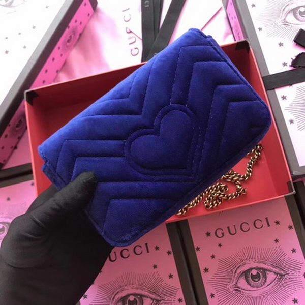 Gucci GG Marmont Velvet Super Mini Bag 476433 Blue