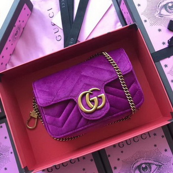 Gucci GG Marmont Velvet Super Mini Bag 476433 Purple