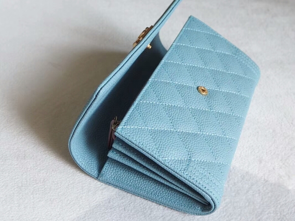 Chanel Boy Matelasse Long Wallet Calfskin Leather CHA5264 Blue