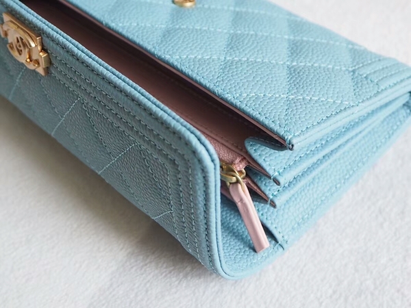 Chanel Boy Matelasse Long Wallet Calfskin Leather CHA5264 Blue