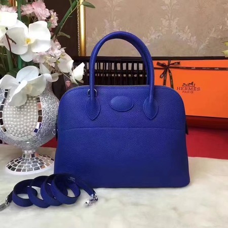 Hermes Bolide Original Leather Tote Bag B1007 Blue