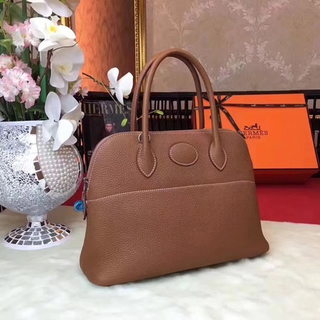 Hermes Bolide Original Leather Tote Bag B1007 Coffee