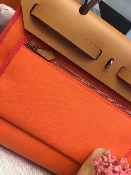 Hermes Herbag 31CM Original Canvas Leather & Calfskin 45987 Orange&Brown