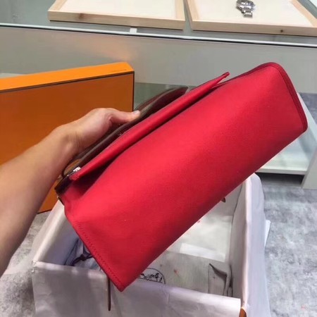 Hermes Herbag 31CM Original Canvas Leather & Calfskin 45987 Red&Apricot