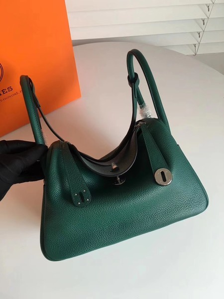 Hermes Lindy Original Togo Leather Bag 5086 Green