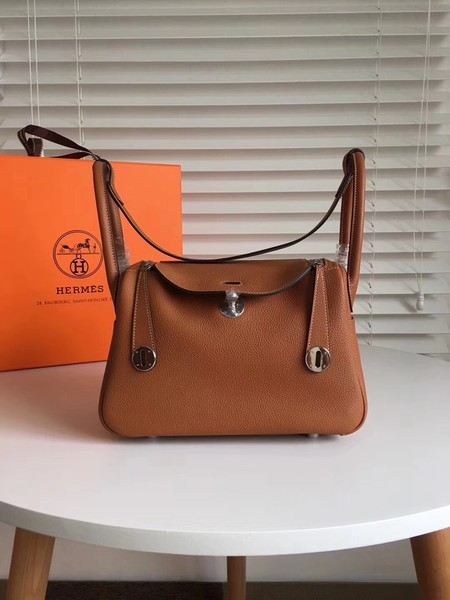 Hermes Lindy Original Togo Leather Bag 5086 Brown