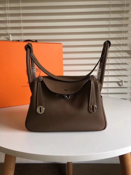 Hermes Lindy Original Togo Leather Bag 5086 Dark Grey