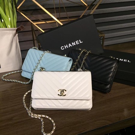 Chanel WOC Original Sheepskin Leather Shoulder Bag 33814 Skyblue