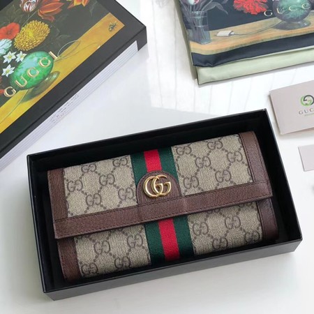 Gucci Calfskin Leather Wallet 523153 brown