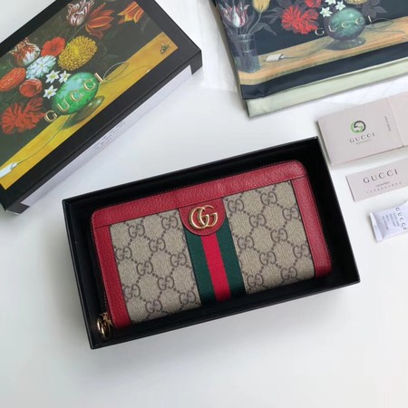 Gucci Calfskin Leather Wallet 523154 red