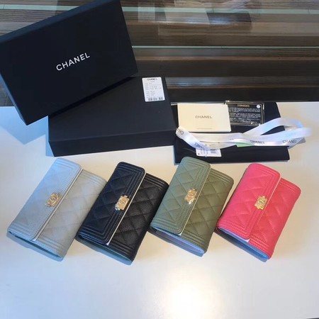 Chanel Boy Matelasse Caviar Calfskin Leather Wallet CHA5569 Light blue