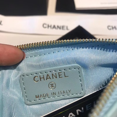 Chanel Sheepskin Leather Coin Purse 2214 sky blue