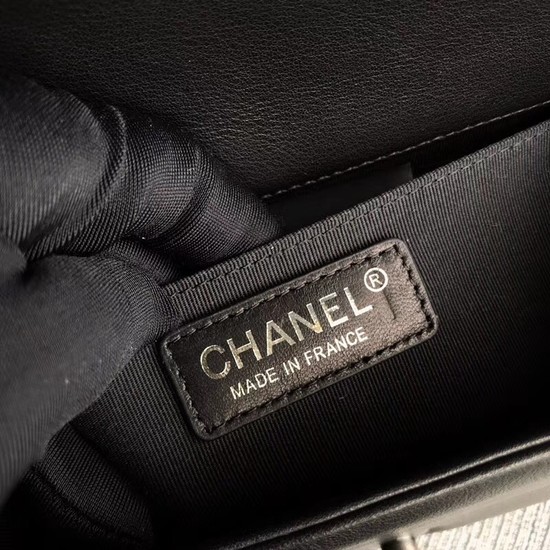 Chanel Le Boy Flap Shoulder Bag Original Calf leather A67085 black silver Buckle