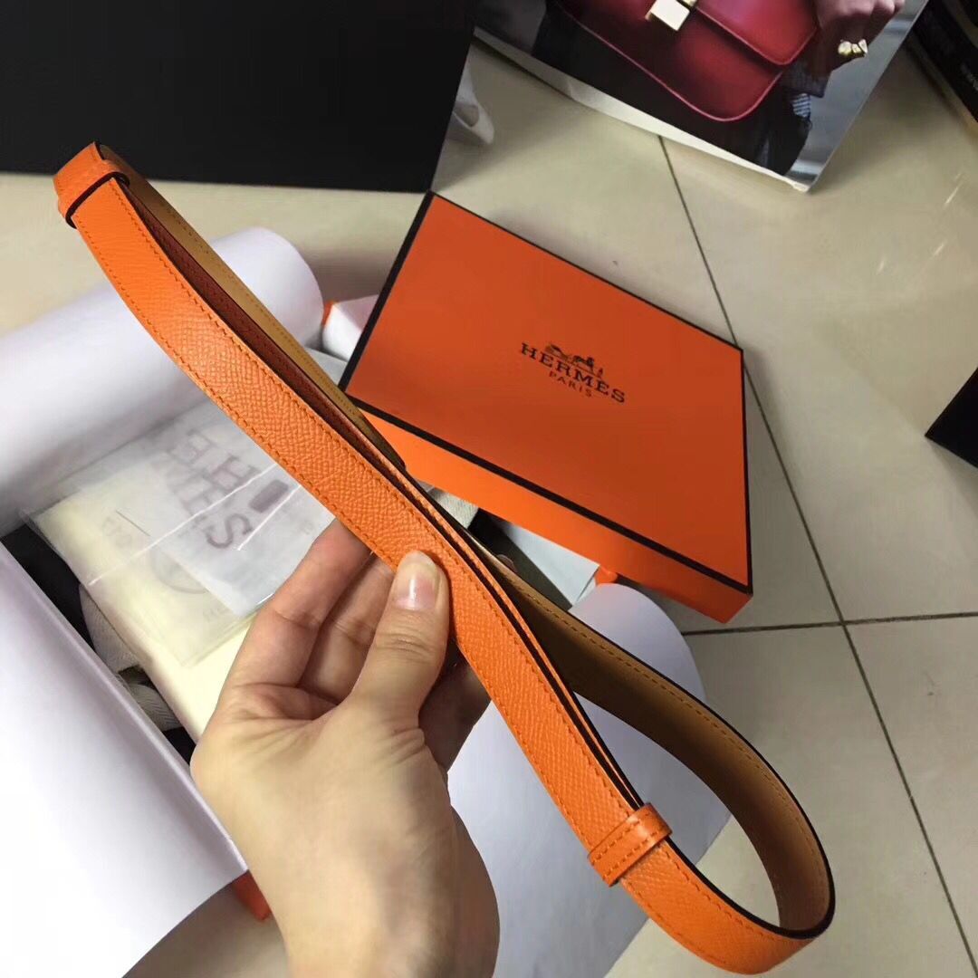 HERMES 2.0cm Original Leather Female Belt 17414c orange HERMES 2.0cm Original Leather Female Belt 17414c orange