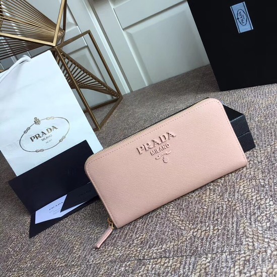 Prada Saffiano Leather Large Zippy Wallets 1MH317 pink