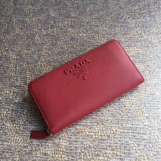 Prada Saffiano Leather Large Zippy Wallets 1MH317 red