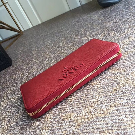 Prada Saffiano Leather Large Zippy Wallets 1MH317 red