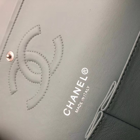 Chanel Classic original Sheepskin Leather Shoulder Bag 1112V Sky blue silver chain