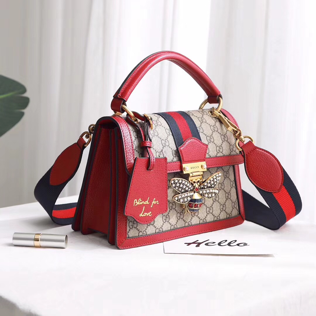 Gucci Queen Margaret GG small top handle bag 476541 red