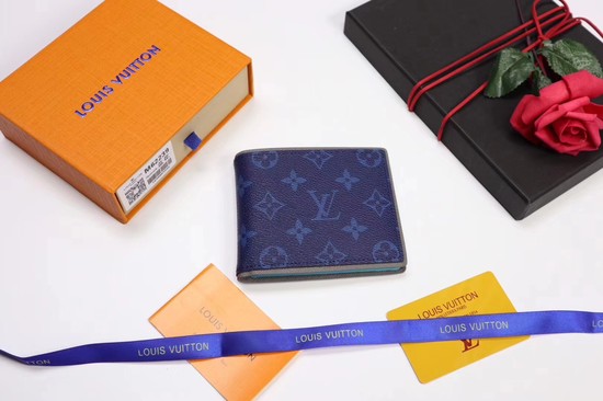 Louis Vuitton Split Monogram Canvas Wallet M62239 blue