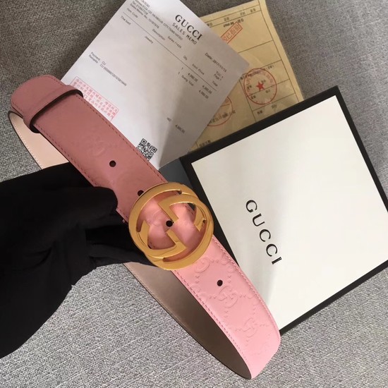 Gucci Signature leather belt 370543 pink