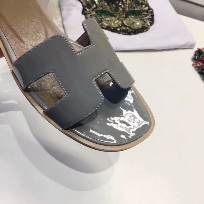 Hermes lady leather fashion Slipper HO808HMJ grey