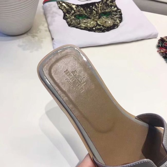 Hermes lady leather fashion Slipper HO808HMJ grey