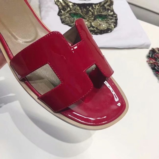 Hermes lady leather fashion Slipper HO808HMJ red