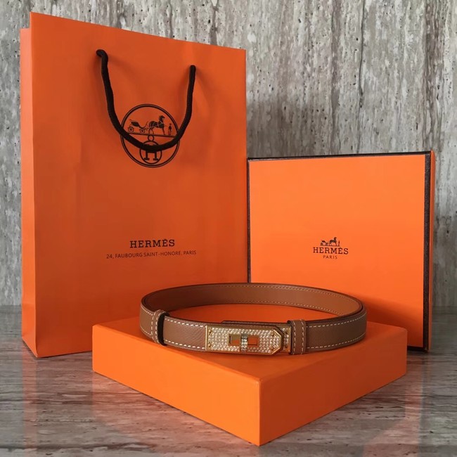 Hermes original epsom leather Kelly belt H069853 brown