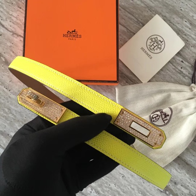 Hermes original epsom leather Kelly belt H069853 yellow