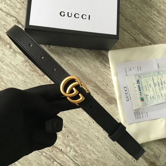 Gucci Leather belt with Double G buckle 409417 black