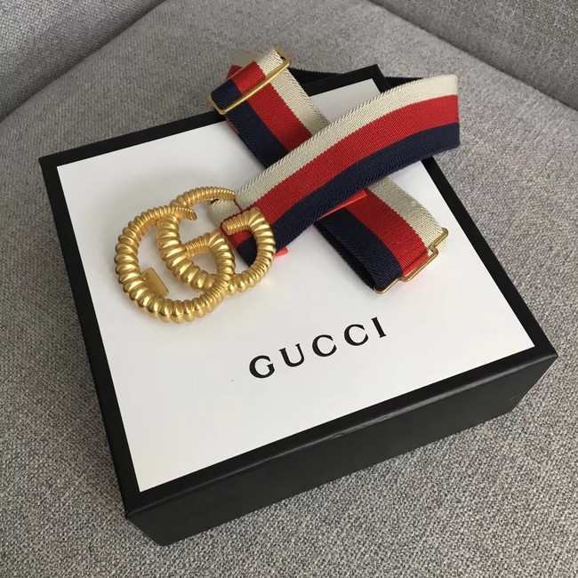 Gucci Web elastic belt with torchon Double G buckle 524101 red&white&blue