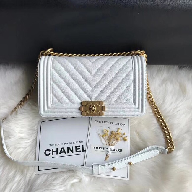 Chanel Leboy Original Caviar leather Shoulder Bag A67086 white gold chain