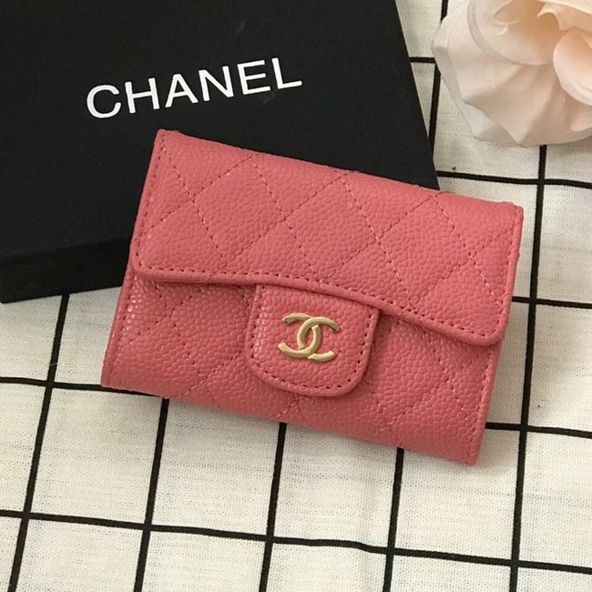 Chanel Classic Card Holder A31504 pink gold-Tone Metal