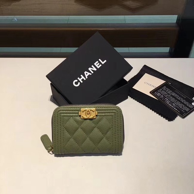 BOY CHANEL Coin Purse A80602 green