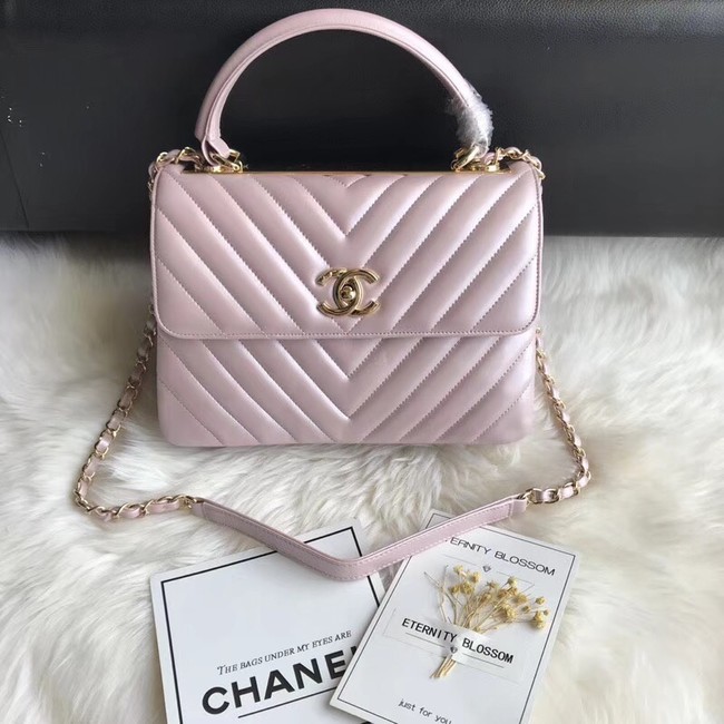 Chanel Small Flap Bag with Top Handle A92236 Pink