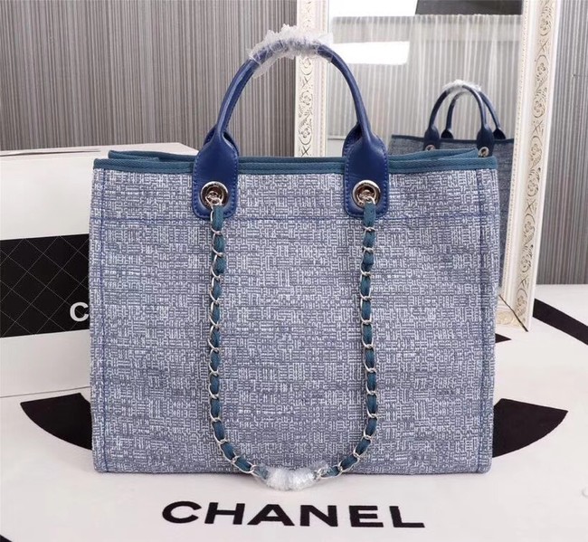Chanel Canvas Tote Shopping Bag 8099 blue