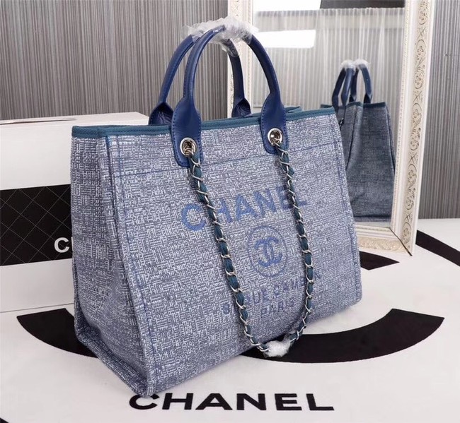 Chanel Canvas Tote Shopping Bag 8099 blue