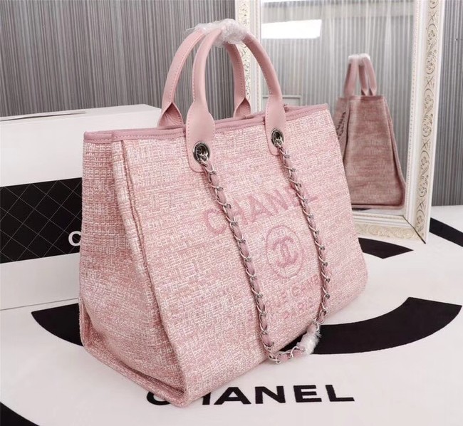 Chanel Canvas Tote Shopping Bag 8099 pink