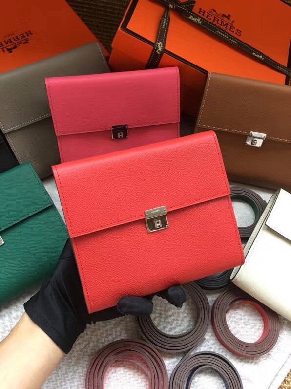 Hermes Clutch Epsom calfskin H0589 red