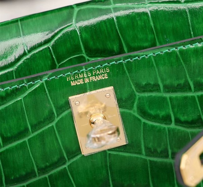 Hermes Kelly 19cm Tote Bag crocodile Leather KL19 green